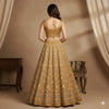 Sanskriti Vintage Yellow Long Unstitched Lehenga Net Mesh Hand Embroidery Dabka