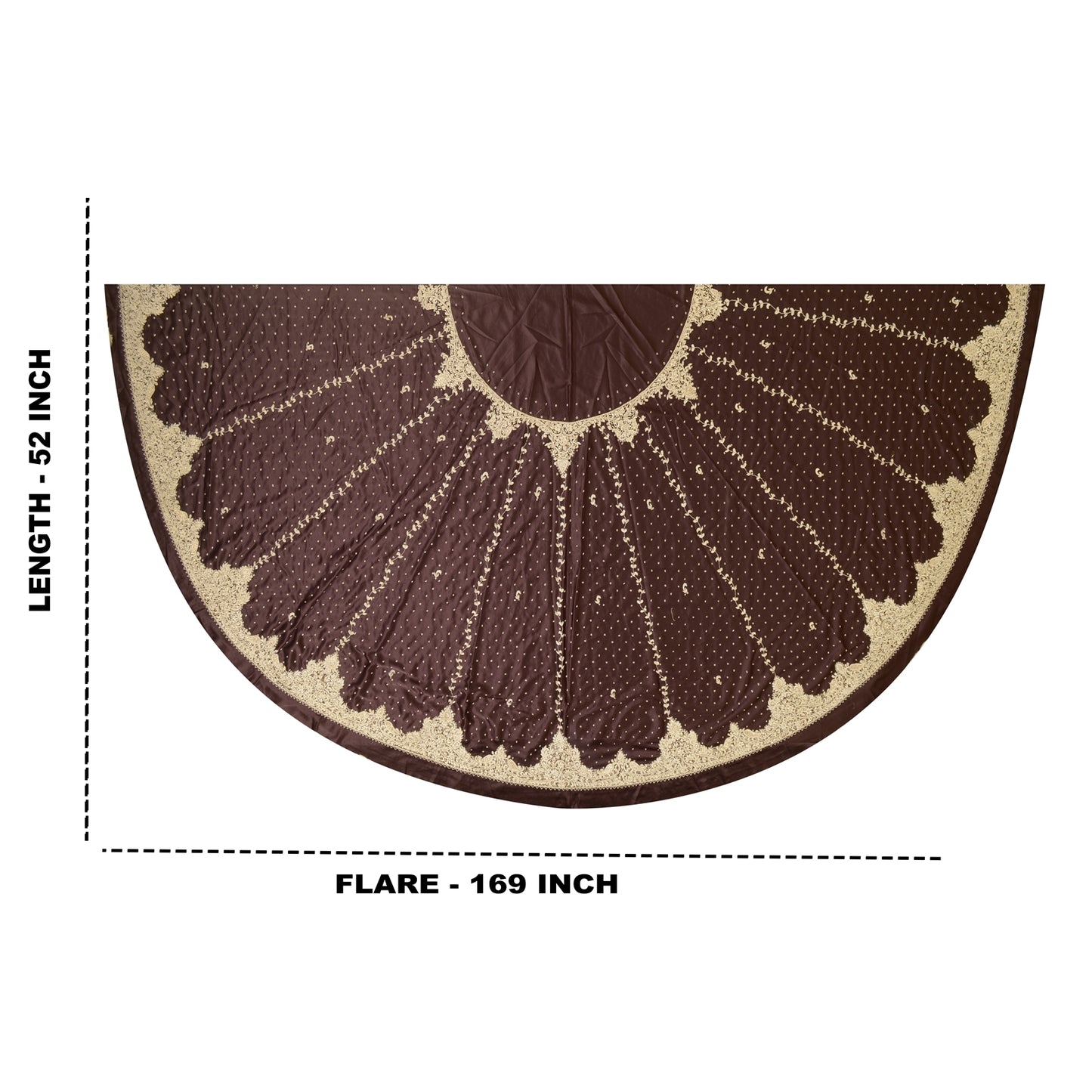 Sanskriti Vintage Brown Long Unstitched Lehenga Satin Hand Embroidered Zardozi