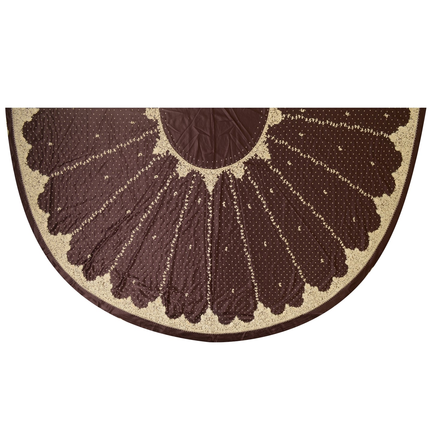 Sanskriti Vintage Brown Long Unstitched Lehenga Satin Hand Embroidered Zardozi