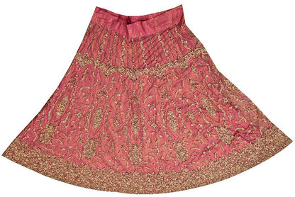 Sanskriti Vintage Pink Long Stitched Lehenga Net Mesh Hand Beaded Sequin Zardozi