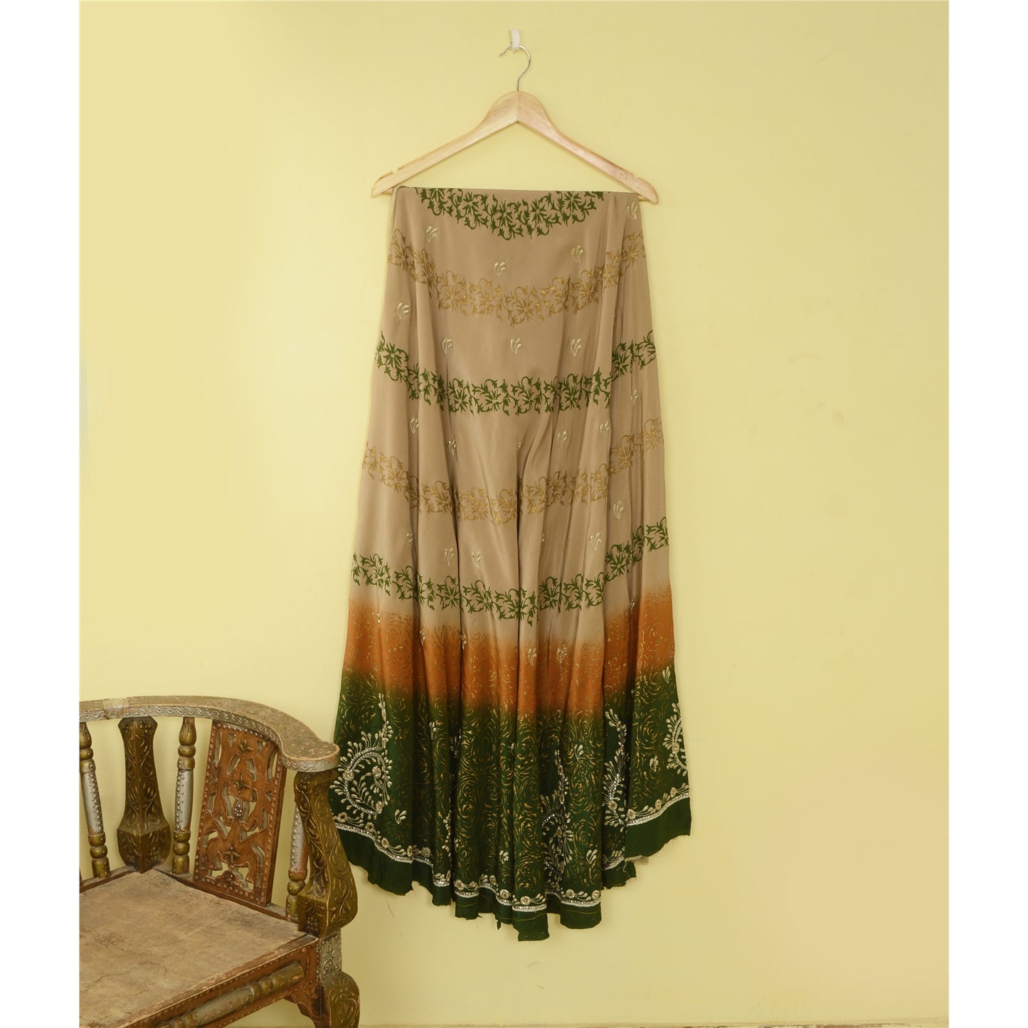 Sanskriti Vintage Long Unstitched Lehenga Pure Silk Hand Embroidery Zari Painted