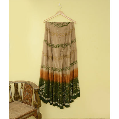 Sanskriti Vintage Long Unstitched Lehenga Pure Silk Hand Embroidery Zari Painted
