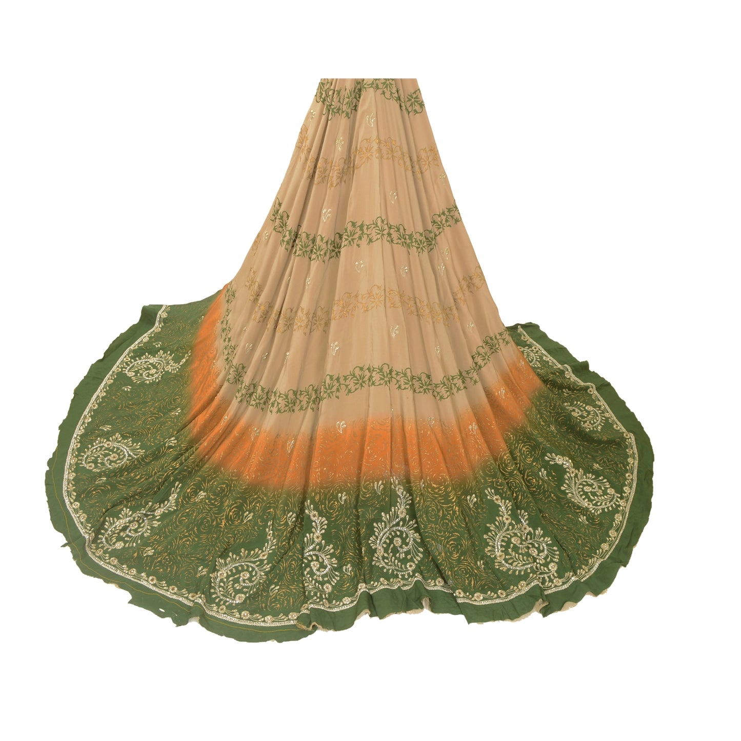 Sanskriti Vintage Long Unstitched Lehenga Pure Silk Hand Embroidery Zari Painted