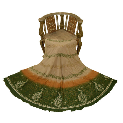 Sanskriti Vintage Long Unstitched Lehenga Pure Silk Hand Embroidery Zari Painted