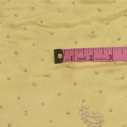 Sanskriti Vintage Golden Long Unstitched Lehenga Satin Silk Hand Beaded Zardozi