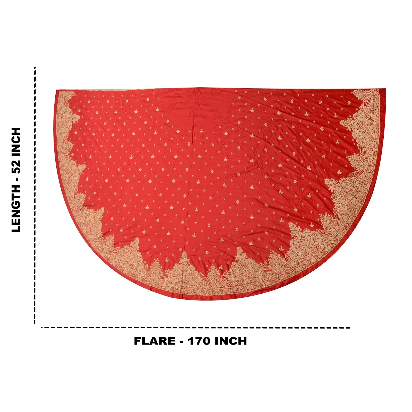 Sanskriti Vintage Red Long Unstitched Lehenga Pure Silk Hand Embroidered Zardozi