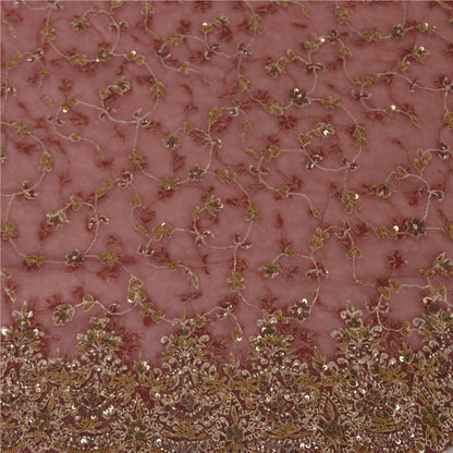 Sanskriti Vintage Red Long Unstitched Lehenga Net Mesh Hand Embroidered Zardozi