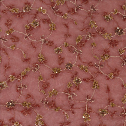 Sanskriti Vintage Red Long Unstitched Lehenga Net Mesh Hand Embroidered Zardozi