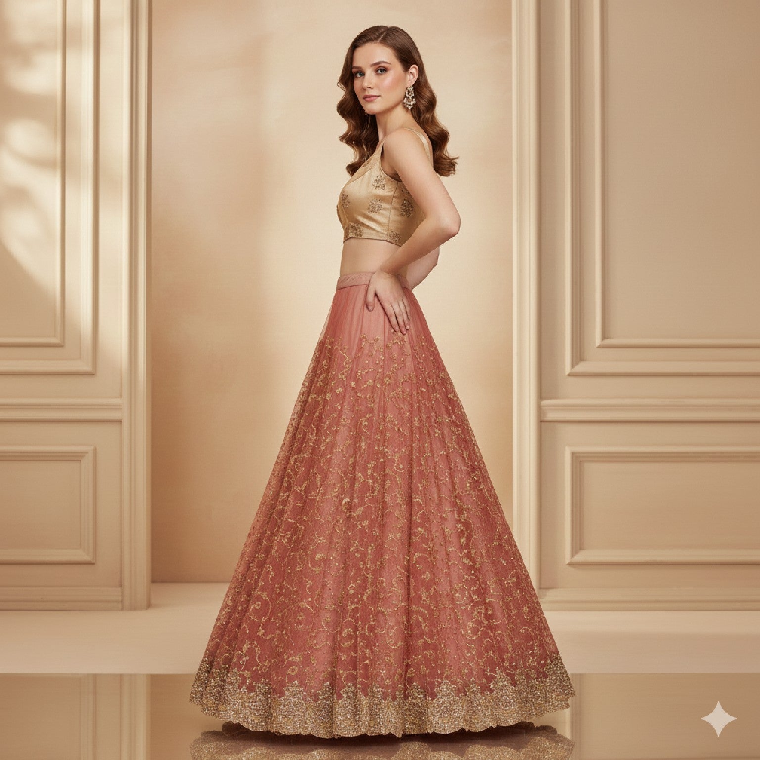 Sanskriti Vintage Red Long Unstitched Lehenga Net Mesh Hand Embroidered Zardozi