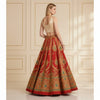 Sanskriti Vintage Red Long Unstitched Lehenga Art Silk Hand Embroidered Zardozi