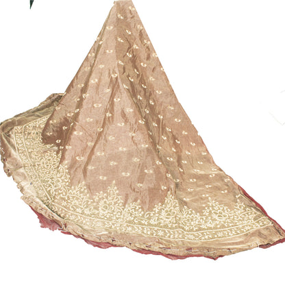 Sanskriti Vintage Copper Long Unstitch Lehenga Pure Silk Hand Embroidery Zardozi