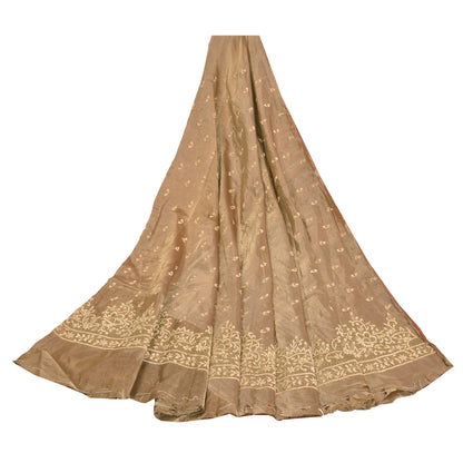 Sanskriti Vintage Copper Long Unstitch Lehenga Pure Silk Hand Embroidery Zardozi