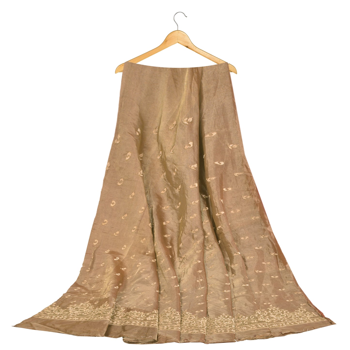 Sanskriti Vintage Copper Long Unstitch Lehenga Pure Silk Hand Embroidery Zardozi