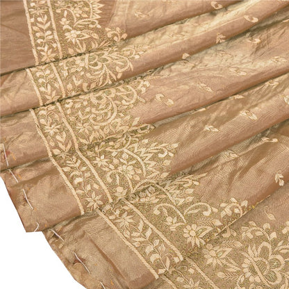 Sanskriti Vintage Copper Long Unstitch Lehenga Pure Silk Hand Embroidery Zardozi