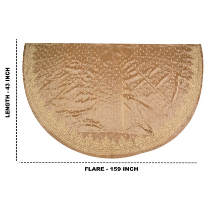 Sanskriti Vintage Copper Long Unstitch Lehenga Pure Silk Hand Embroidery Zardozi