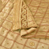 Sanskriti Vintage Beige Long Unstitch Lehenga Pure Satin Hand Embroidery Zardozi
