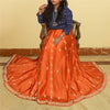 Sanskriti Vintage Orange Long Unstitch Lehenga Pure Satin Han embroidery Zardozi