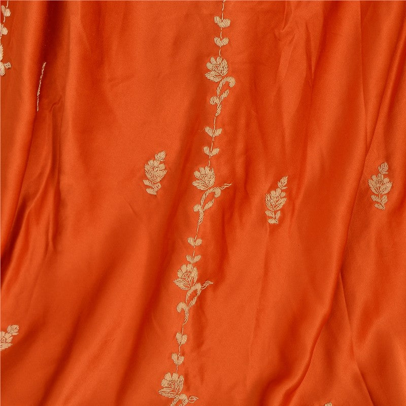 Sanskriti Vintage Orange Long Unstitch Lehenga Pure Satin Han embroidery Zardozi