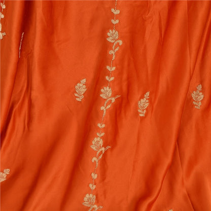 Sanskriti Vintage Orange Long Unstitch Lehenga Pure Satin Han embroidery Zardozi