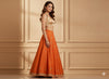 Sanskriti Vintage Orange Long Unstitch Lehenga Pure Satin Han embroidery Zardozi