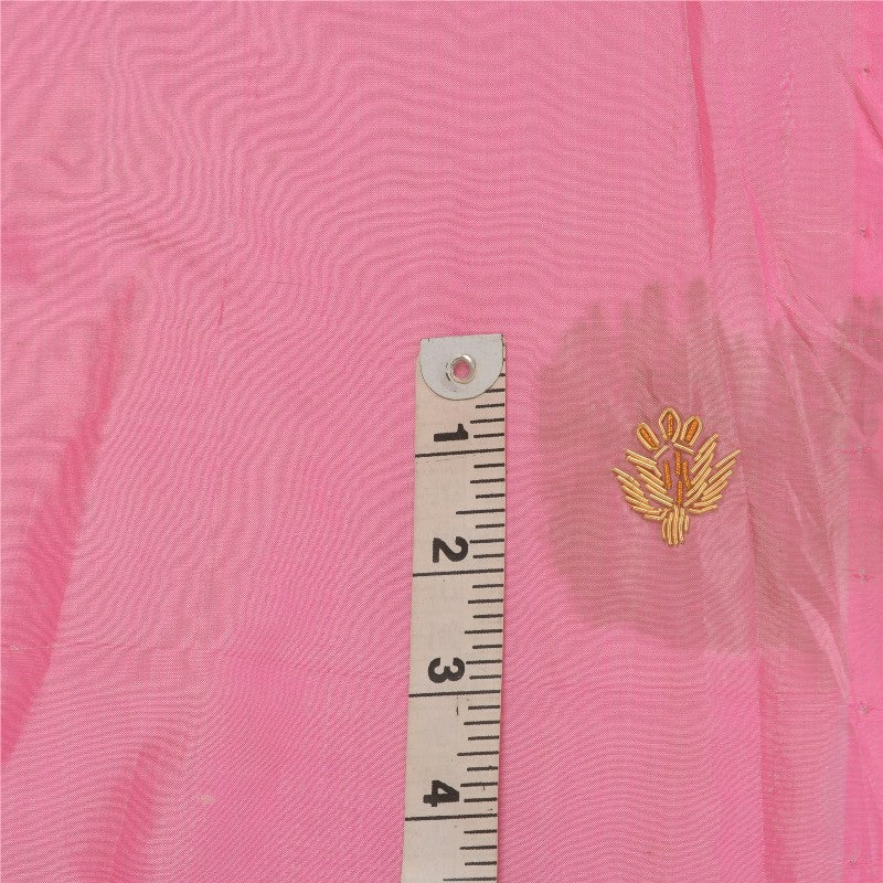 Sanskriti Vintage Pink Long Unstitched Lehenga Pure Silk Hand Embroidery Zardozi