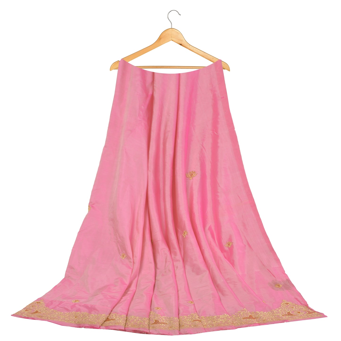 Sanskriti Vintage Pink Long Unstitched Lehenga Pure Silk Hand Embroidery Zardozi