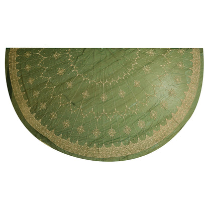 Sanskriti New Indian Green Long Unstitched Lehenga Net Hand Beaded Zardozi