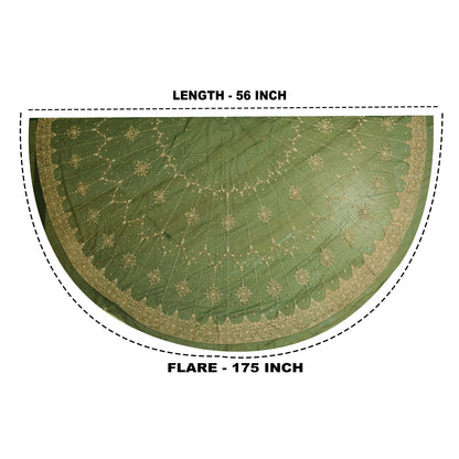 Sanskriti New Indian Green Long Unstitched Lehenga Net Hand Beaded Zardozi