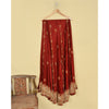 Sanskriti New Red Long Unstitched Lehenga Pure Satin Hand Embroidered Zardozi