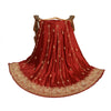 Sanskriti New Red Long Unstitched Lehenga Pure Satin Hand Embroidered Zardozi