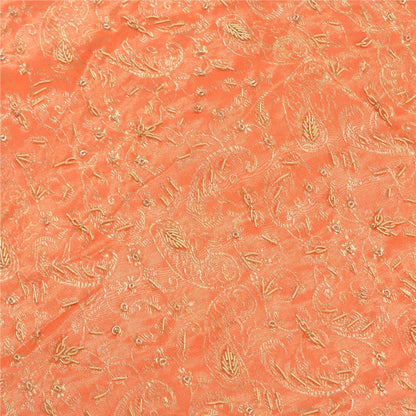 Sanskriti Vintage Peach Long Stitched Lehenga Pure Silk Hand Embroidered Zardozi