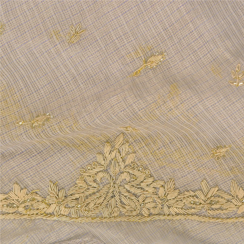 Sanskriti Vintage Lilac Long Unstitch Lehenga Kota Silk Hand Embroidered Zardozi