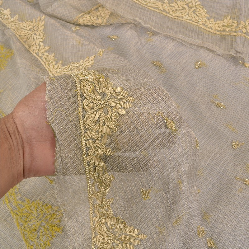 Sanskriti Vintage Lilac Long Unstitch Lehenga Kota Silk Hand Embroidered Zardozi