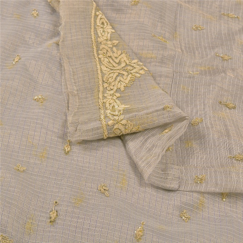 Sanskriti Vintage Lilac Long Unstitch Lehenga Kota Silk Hand Embroidered Zardozi