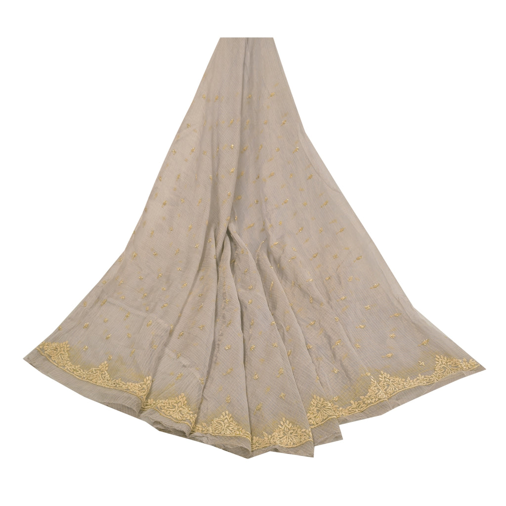 Sanskriti Vintage Lilac Long Unstitch Lehenga Kota Silk Hand Embroidered Zardozi