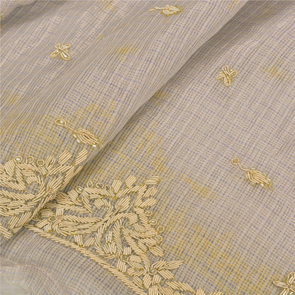 Sanskriti Vintage Lilac Long Unstitch Lehenga Kota Silk Hand Embroidered Zardozi