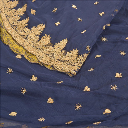 Sanskriti Vintage Blue Long Stitched Lehenga Net Mesh Hand Embroidered Zardozi