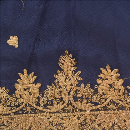 Sanskriti Vintage Blue Long Stitched Lehenga Net Mesh Hand Embroidered Zardozi