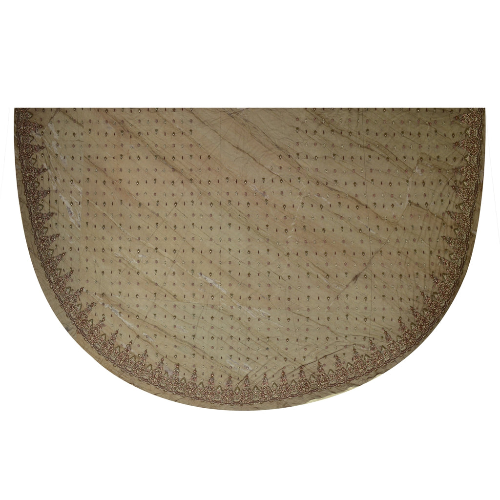 Sanskriti New Brown Net Lehenga India Unstitched Hand Embroidered Zardozi Bridal