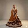 Sanskriti New Brown Net Lehenga India Unstitched Hand Embroidered Zardozi Bridal