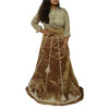 Sanskriti New Brown Pure Silk Unstitched Long Lehenga Hand Embroidered & Woven