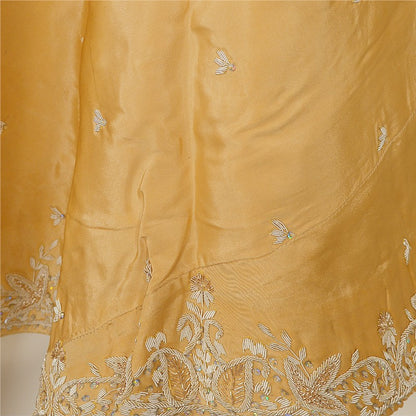 Sanskriti New Beige Long Unstitched Lehenga Pure Silk Hand Embroidered Zardozi