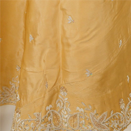 Sanskriti New Beige Long Unstitched Lehenga Pure Silk Hand Embroidered Zardozi
