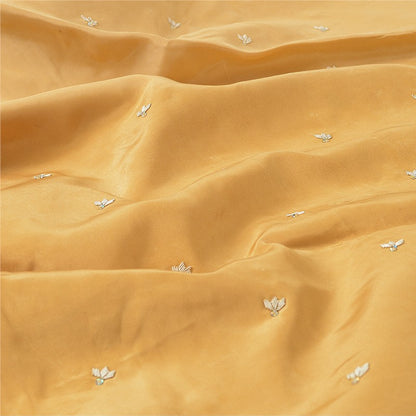 Sanskriti New Beige Long Unstitched Lehenga Pure Silk Hand Embroidered Zardozi