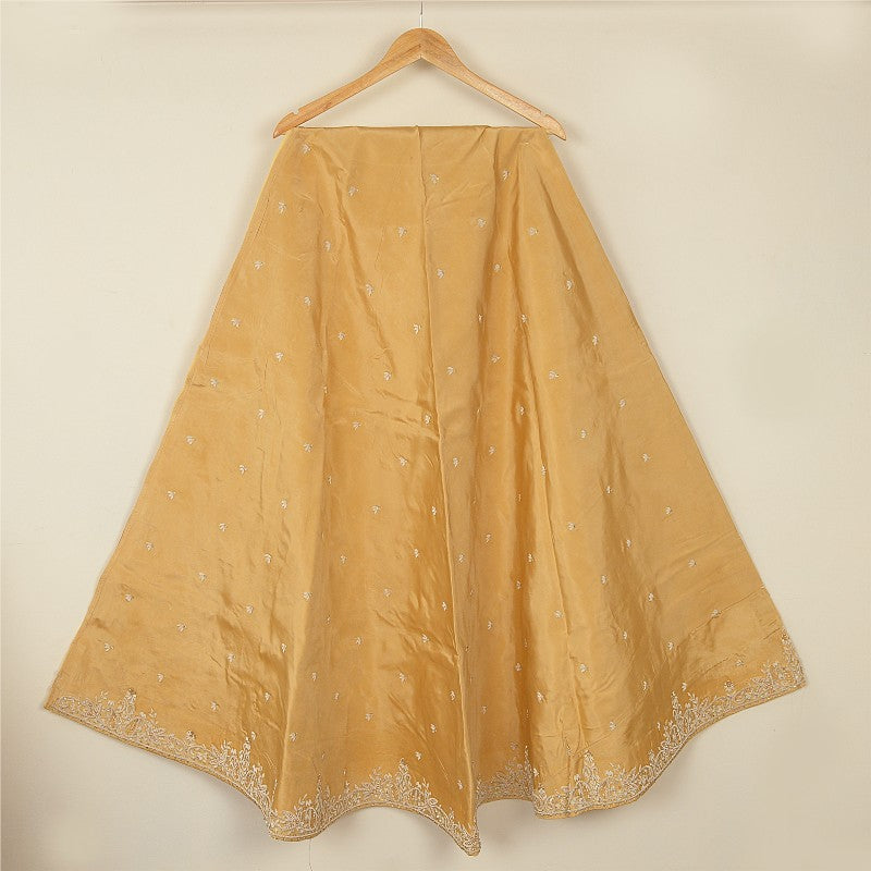 Sanskriti New Beige Long Unstitched Lehenga Pure Silk Hand Embroidered Zardozi