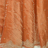 Sanskriti New Orange Long Unstitched Lehenga Tissue Silk Hand Embroidery Zardozi
