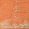 Sanskriti New Orange Long Unstitched Lehenga Tissue Silk Hand Embroidery Zardozi