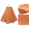 Sanskriti New Orange Long Unstitched Lehenga Tissue Silk Hand Embroidery Zardozi