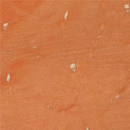 Sanskriti New Orange Long Unstitched Lehenga Tissue Silk Hand Embroidery Zardozi