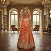 Sanskriti New Orange Long Unstitched Lehenga Tissue Silk Hand Embroidery Zardozi